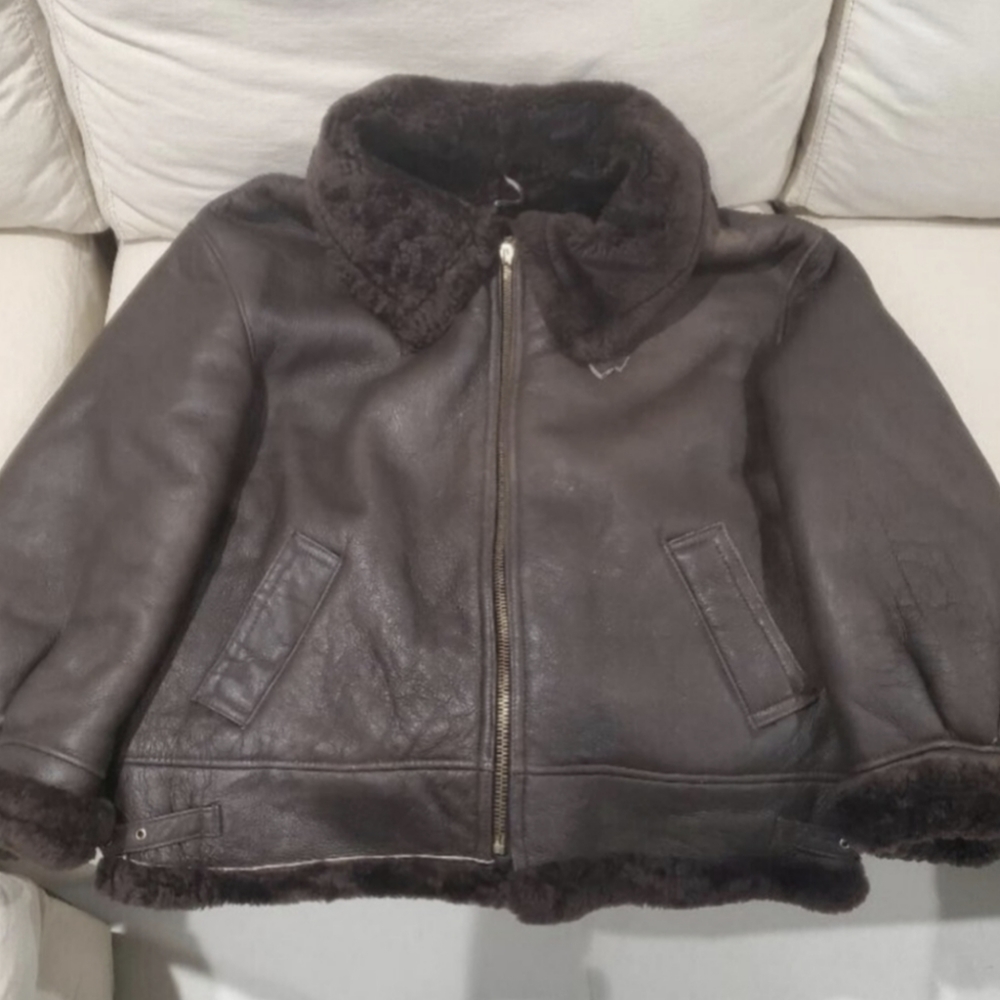 Leather shearling